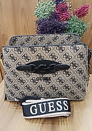 Guess Kolon Monogram Açık Kahve Siyah Detay