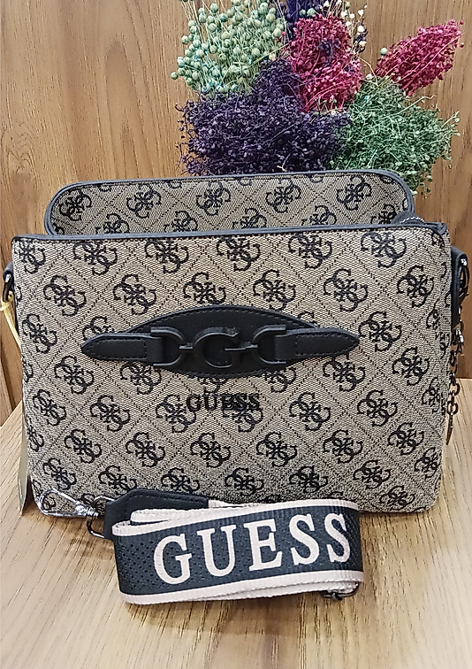 Guess Kolon Monogram Açık Kahve Siyah Detay