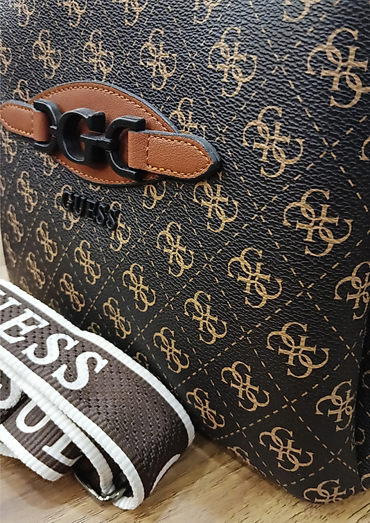 Guess Kolon Monogram Siyah Kahve Detay