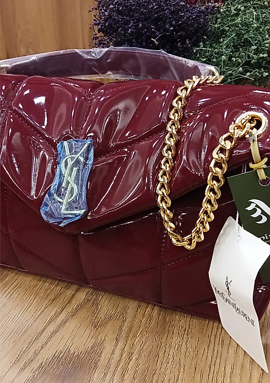 Yves Saint Laurent Puffer Parlak Bordo