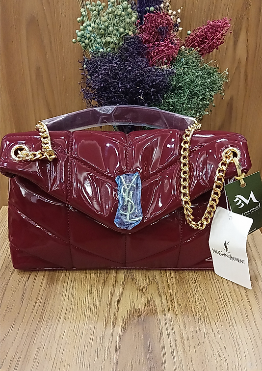 Yves Saint Laurent Puffer Parlak Bordo